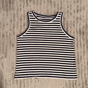 Loft Womens Navy Blue White Striped Sleeveless Tank Top Crew Neck Cotton XL thumbnail 2