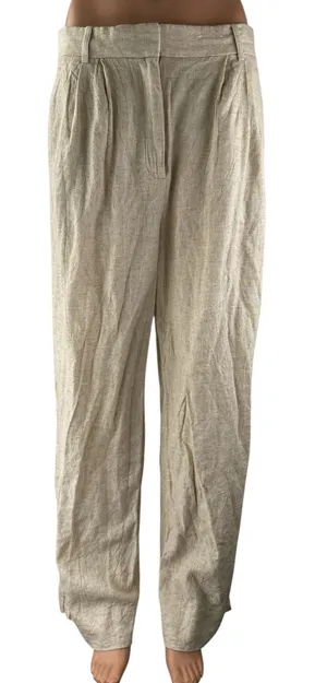 Abercrombie & Fitch Beige Linen High Rise Pleated Wide Leg Trousers Pants Sz 30 thumbnail 1