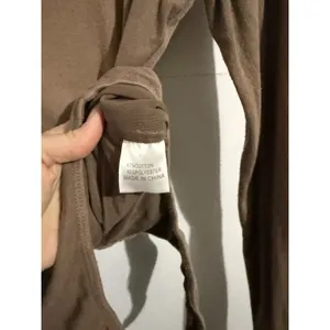 White Fox Ribbed High Neck Long Sleeve Bodysuit‎ in Tan Size Medium thumbnail 4