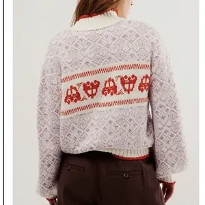 Free People Freya Fair Isle Sweater Large Boho Nordic Ski Lodge Cozy Pullover thumbnail 3