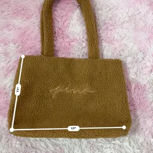 PINK Victoria's‎ Secret Sherpa Tote Bag Plush Teddy Purse Handbag Brown thumbnail 4