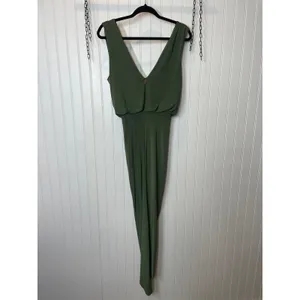 NWT MISA Los Angeles Olive Green Leza Gathered Crossover Tulip Maxi Dress Size S thumbnail 4