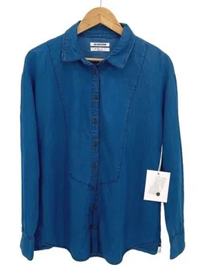 One Teaspoon Womens Button Front Chambray Oversized Bahama Tux Shirt Blue XS NWT thumbnail 1