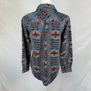 Ariat Re-AL Relaxed Fit Southwestern Jacquard Button Down Shirt Blue Purple Sz M thumbnail 2