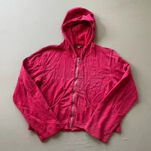 Vintage Y2K Henri Bendel Pink Crop Cotton Zip Up Hoodie thumbnail 1