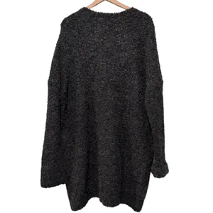 Free People Oversized Duster Cardigan M Gray Boho Fuzzy Alpaca Boucle Slouchy thumbnail 2