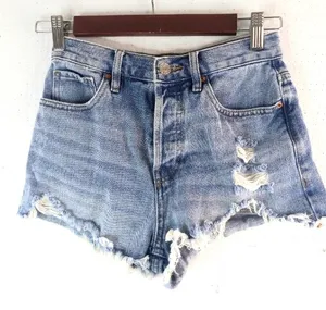 PacSun 25 Vintage High Rise Denim Raw Hem Distressed Shorty Shorts thumbnail 1