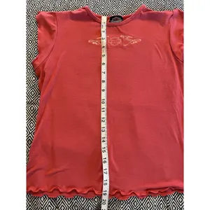 VTG Harley Davidson Shirt Women’s Large Coral Red Short Sleeve Biker thumbnail 3