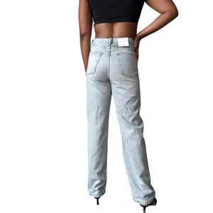 Zara Signature Denim High Rise Wide Leg Jean in Grey US Size 6 thumbnail 4