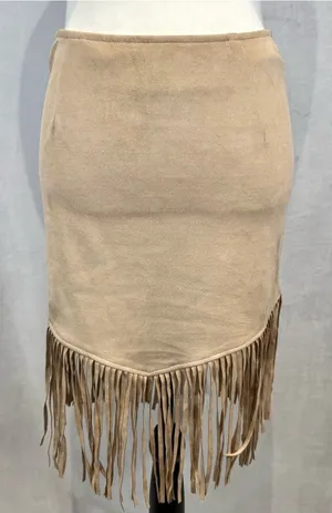 En Crème tan suede fringe western skirt size small thumbnail 1