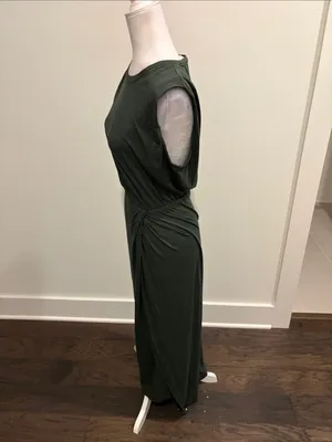New With Tags Elan Front Slit Dark Green Midi Dress Sz S thumbnail 6
