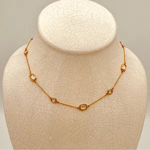 Kate Spade New York Gold Tone Clear Crystal Station Necklace Emerald & Round Cut thumbnail 4