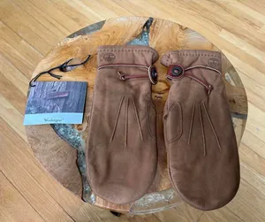 Timberland Brown Leather Mittens Size S/M thumbnail 1