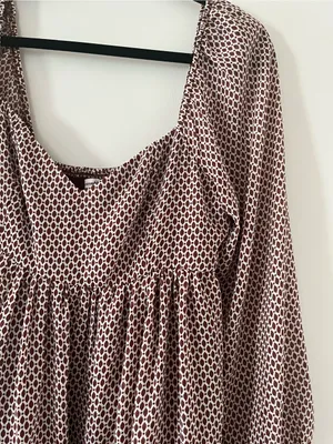 Abercrombie Babydoll Brown Mini Dress Medium Romantic Soft Girl Fall Date Night thumbnail 2