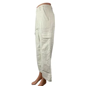 Z Supply Womens White High Rise Carrot Barrel Wide Leg Cargo Denim Jeans Pants S thumbnail 3