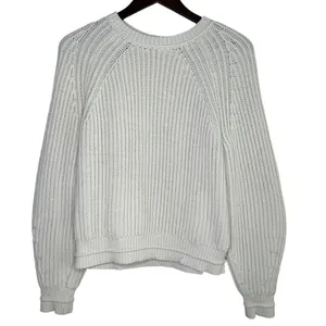 J.Crew Chunky Ribbed Crewneck Long Sleeve Pullover Sweater Stretch M Cream thumbnail 2