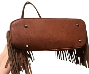 Montana West Trinity Ranch Concealed Carry Fringe Rivets Shoulder Bag Brown thumbnail 4