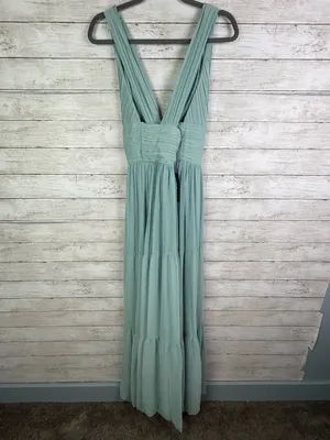 Lulus Leora Light Blue Pleated Tiered Maxi Dress Size Large thumbnail 6