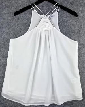 Naked Zebra Ladies Halter Blouse, Bead Embellished Front, Sleeveless, Size Large thumbnail 1