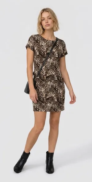 Rachel Zoe Leopard Print Short Sleeve Dress - Brown/Black/Cream thumbnail 1