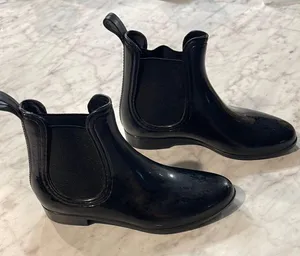 Stylish Black Ankle rain Boots Sz 38 8 thumbnail 1
