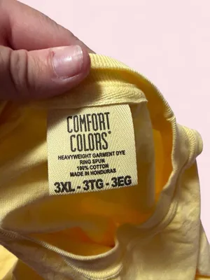 Comfort Colors Yellow 'Lucky' Graphic Tee with Flying Bird thumbnail 3