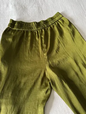 Open Edit Tie Detail Satin Cargo Pants Olive Green - small thumbnail 11