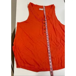 Free People We The Free Orange Henley Tank Top XL Oversized Boho thumbnail 6