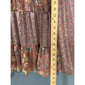 Farmers Market by Monoreno Floral Paisley Tiered Babydoll Blouse‎ Rust Small thumbnail 7