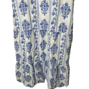 Roller Rabbit white blue Lily Stripe Pamina linen maxi dress sz XS thumbnail 6