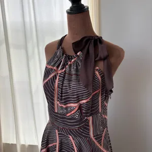 90s Vintage Steve Madden Halter Dress Size 10 Cotton Silk Boho Chic Retro Preppy thumbnail 8