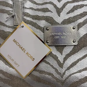 Michael Kors New! Zebra-Print Metallic Tote in Silver and Gold thumbnail 3