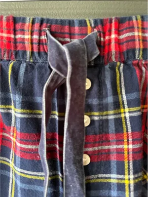 Aerie Cozy Plaid Flannel Lounge Pants with Drawstring Waist and Button Detail thumbnail 3