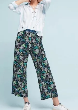 Anthropologie ett:twa Tropical Print Wide-Leg Pants -‎ large thumbnail 1