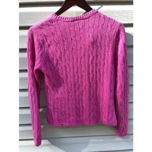 Polo Jeans Co‎ Ralph Lauren Sweater Womens M Medium Pink Cable Knit thumbnail 6