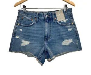 Madewell Relaxed Denim Shorts Womens 26 Blue Distressed Raw Hem ND697 thumbnail 1