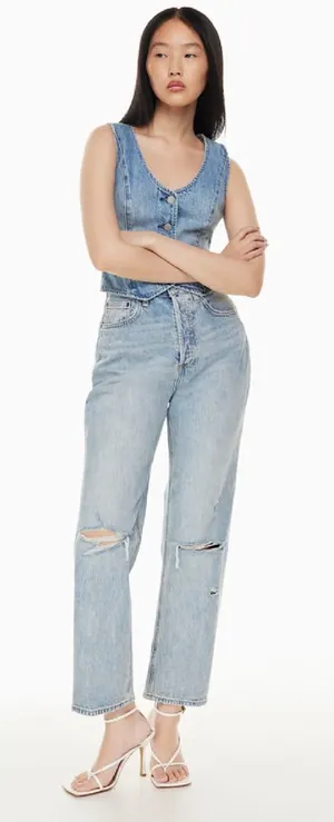 Aritzia Denim Forum The Joni High Rise Loose Jeans 29L Size 25 Blue thumbnail 1