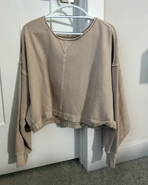 American Eagle Beige off the shoulder long sleeve thumbnail 1