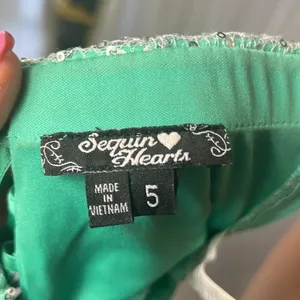 Sequin Hearts Green Strapless Sequin Tulle Fit Flare Dress Lace Up Back Size 5 thumbnail 8