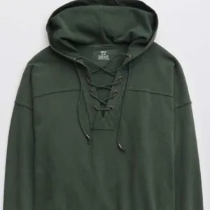 Aerie Oversized Lace Up Hoodie-Distressed Hunter Green, boxy fit. Size Medium thumbnail 11