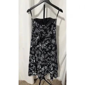 White House Black Market Strapless Floral Toile Midi Dress Black White Size 2 thumbnail 4