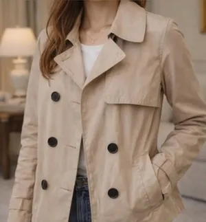 Everlane Beige Double-Breasted Trench Coat 100 percent cotton size M EUC thumbnail 1