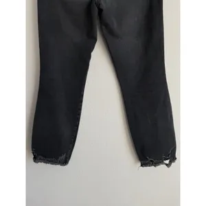 Good American Women's 10/30 Good‎ Curve Straight Leg Jeans Black GCS126T Raw Hem thumbnail 6