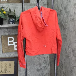 Puma Womens Mesh Front Athletic Cropped Hoodie Sweatshirt Red Orange XL thumbnail 2
