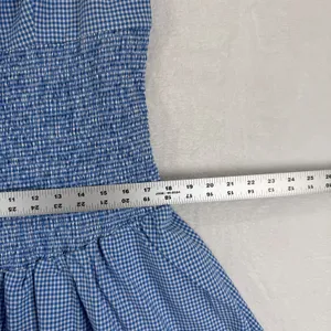 Maeve Anthropologie Blue Gingham Smocked Rosette‎ Mini Dress XL NWT thumbnail 5