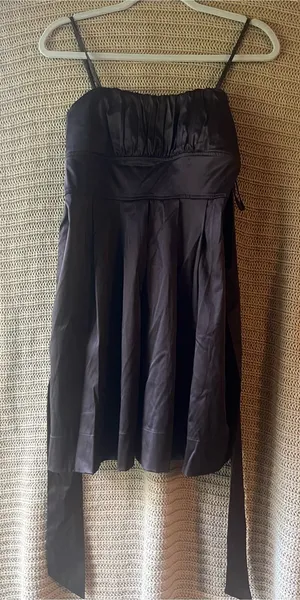 Alyn Paige Black Spaghetti-Strap Cocktail Dress with Sash thumbnail 1