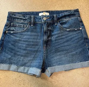 Copper Key Dark Blue Rolled Hem Denim Shorts thumbnail 1