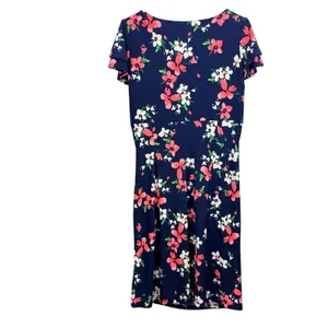 Ralph Lauren Blue Coral Floral Flutter Sleeve Stretch Sheath Dress Size 14 thumbnail 7