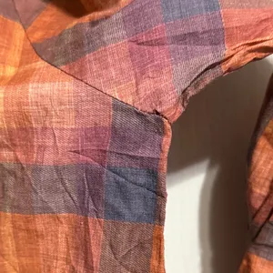 Earthy‎ Plaid Embroidered Trim Boho Tunic Cottagecore Lagenlook Natural Fibers thumbnail 9