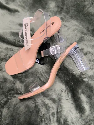No Boundaries Nude Clear Strap Block Heel Sandals thumbnail 5